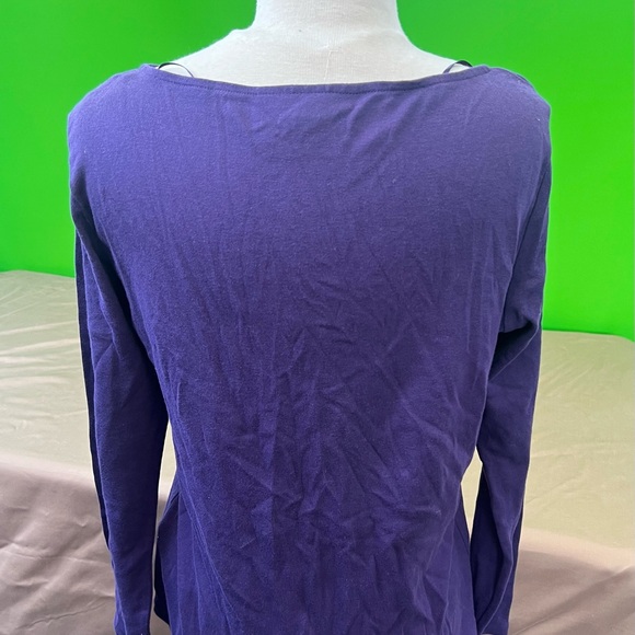 Karen Scott Purple Rhinestone Studded Long‎ Sleeve Cotton Top Size M - Picture 3 of 10
